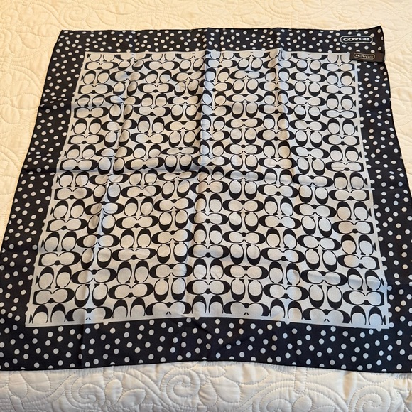 Coach Black and Gray Patterned vintage silk scarf - Picture 2 of 3